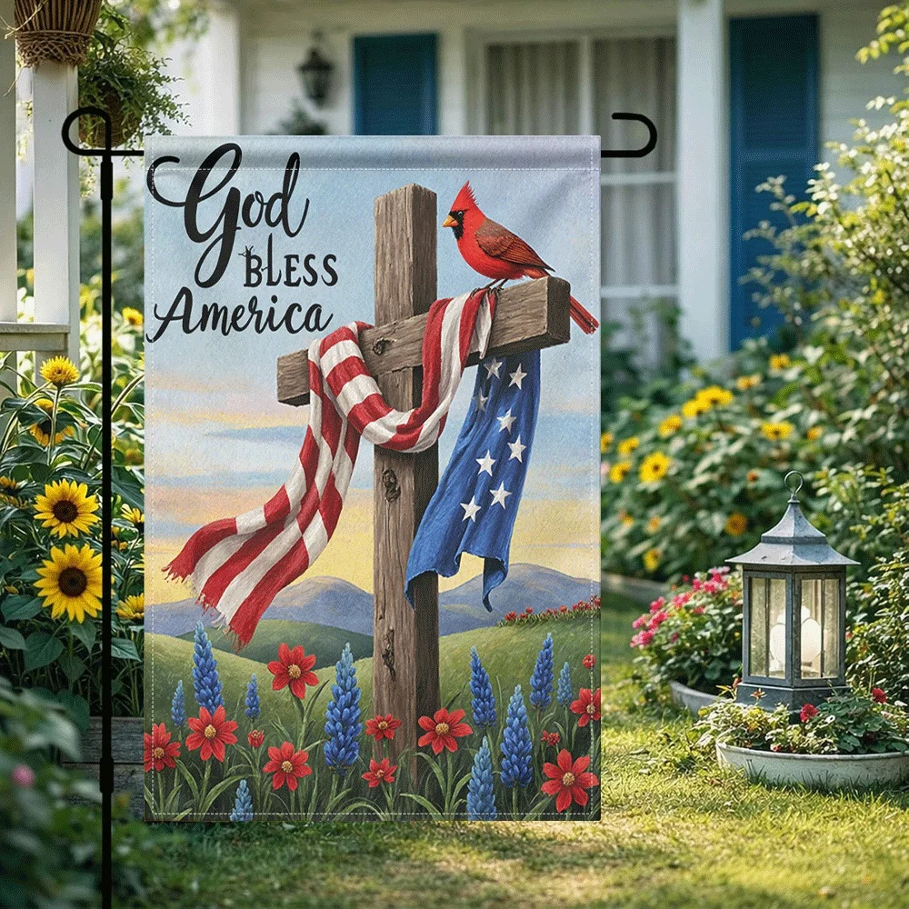 1PC God Bless America Garden Flag Rustic Wooden Cross American Flag Print Cardinal Bird Decorative Flag Patrioti
1PC God Bless America Garden Flag Rustic Wooden Cross American Flag Print Cardinal Bird Decorative Flag Patrioti