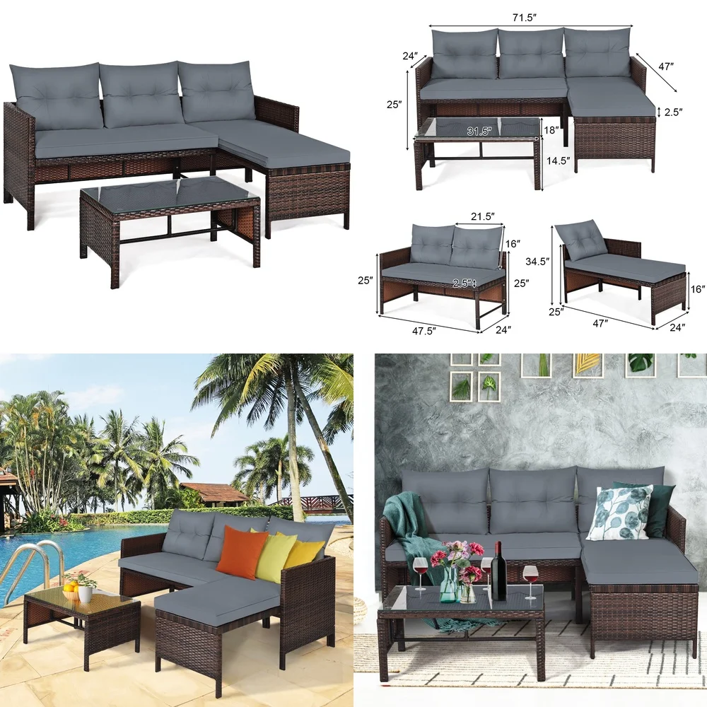 Garden Chair3PCS Outdoor Wicker Sofa Set Rattan Sectional Patio Furniture Garden Conversation Lounge Set for Backyard Lawn
Garden Chair3PCS Outdoor Wicker Sofa Set Rattan Sectional Patio Furniture Garden Conversation Lounge Set for Backyard Lawn