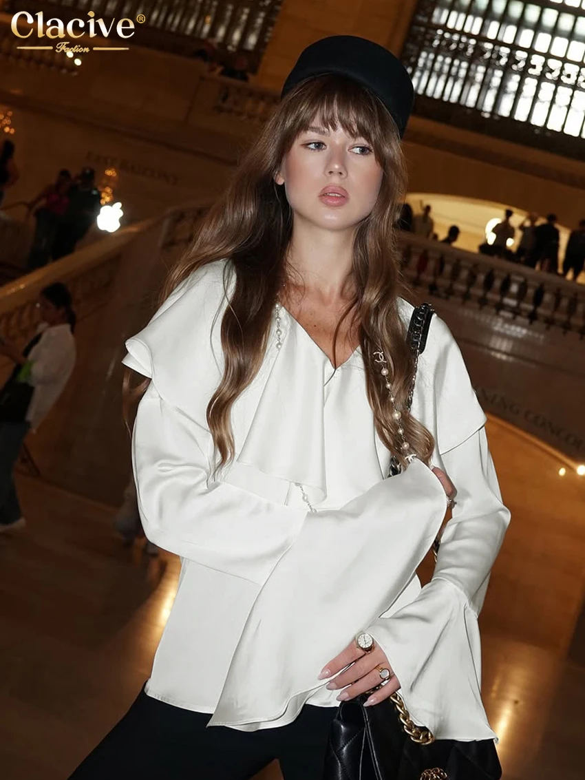 Clacive Fashion Loose White Satin Women's Shirt 2025 Casual V-Neck Long Sleeve Shirts Elegant Classic Solid Top Female Clothing
Clacive Fashion Loose White Satin Women's Shirt 2025 Casual V-Neck Long Sleeve Shirts Elegant Classic Solid Top Female Clothing