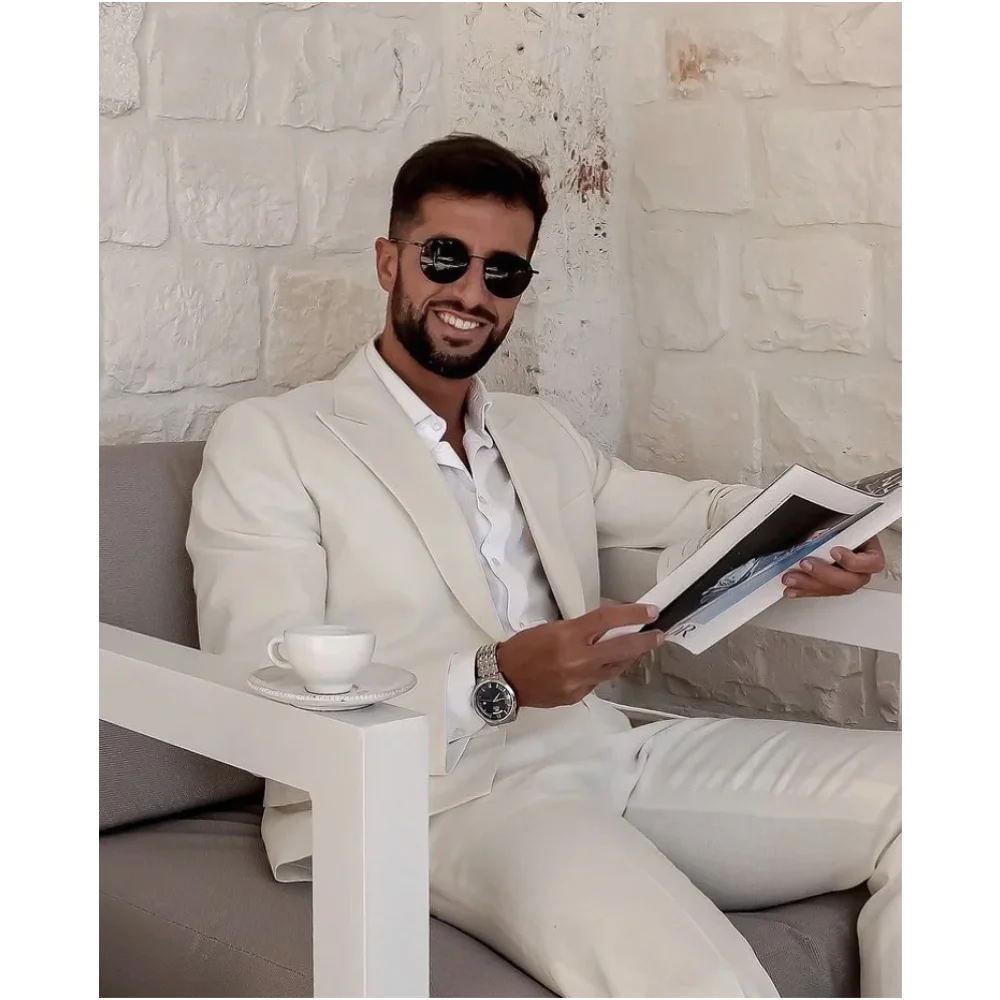 Casual Ivory Men Suits Set(Jacket+Pant) Fashion Formal Business Suits Wear Wedding Suits smoking masculino
Casual Ivory Men Suits Set(Jacket+Pant) Fashion Formal Business Suits Wear Wedding Suits smoking masculino