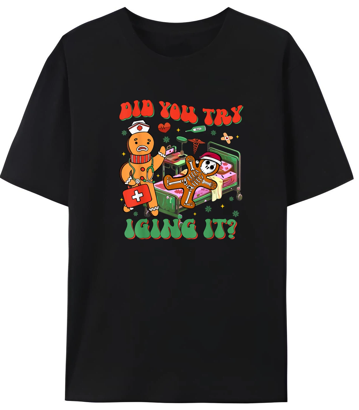 Retro Icu Nurse Christmas Gingerbread Did You Try Icing It Cotton Graphic Print High Quality Leisure Clothes 
Retro Icu Nurse Christmas Gingerbread Did You Try Icing It Cotton Graphic Print High Quality Leisure Clothes