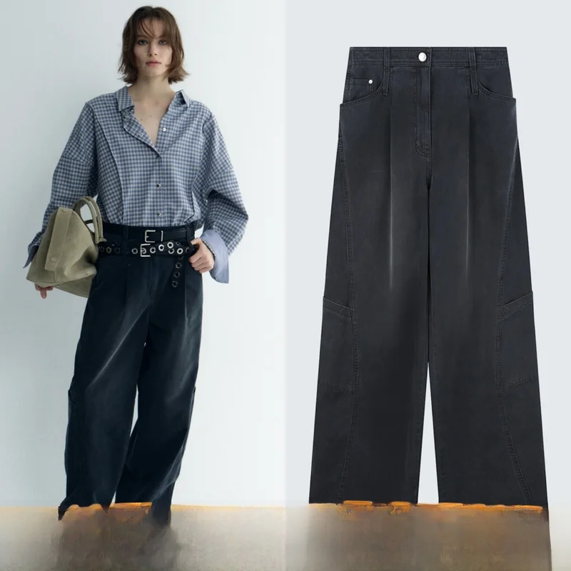 Slimming Wide Leg Cotton Denim Elastic Waist Pure Color Commute Friendly Jeans QPP Brand Business Casual Women's Trousers
Slimming Wide Leg Cotton Denim Elastic Waist Pure Color Commute Friendly Jeans QPP Brand Business Casual Women's Trousers