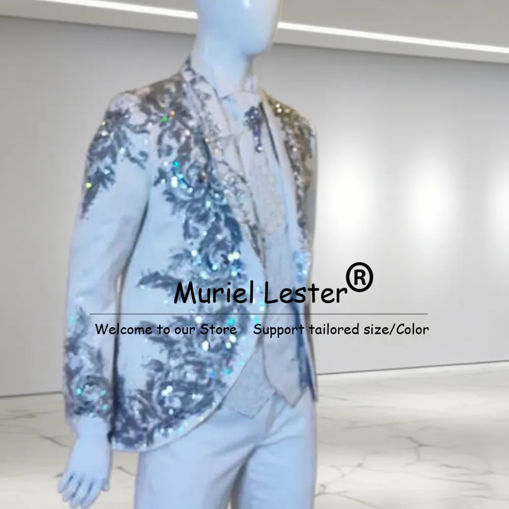 Мужские костюмы с вышивкой из бисера на свадьбу, комплекты из 3 предметов, однобортные пиджаки для выпускного вечера, индивидуальный мужской смокинг для банкета и жениха 
Мужские костюмы с вышивкой из бисера на свадьбу, комплекты из 3 предметов, однобортные пиджаки для выпускного вечера, индивидуальный мужской смокинг для банкета и жениха