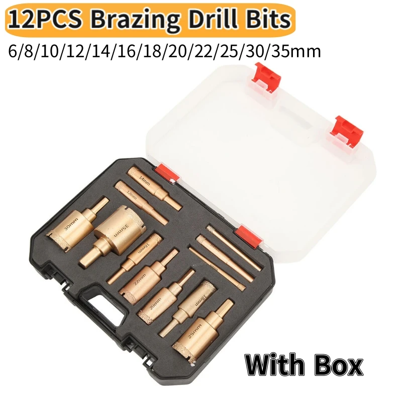 Diamond Core Drill Bits Set Vacuum Brazed Diamond Hole Saw Kit 6-35mm Dry for Porcelain Tile Ceramic Marble Brick Concrete
Diamond Core Drill Bits Set Vacuum Brazed Diamond Hole Saw Kit 6-35mm Dry for Porcelain Tile Ceramic Marble Brick Concrete