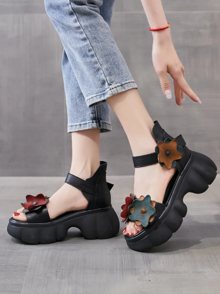 Birkuir Platform Flowers Sandals For Women Flat Heel Open Toe Hook Loop Genuine Leather 7cm Thick Heel Summer Beach Sandals
Birkuir Platform Flowers Sandals For Women Flat Heel Open Toe Hook Loop Genuine Leather 7cm Thick Heel Summer Beach Sandals