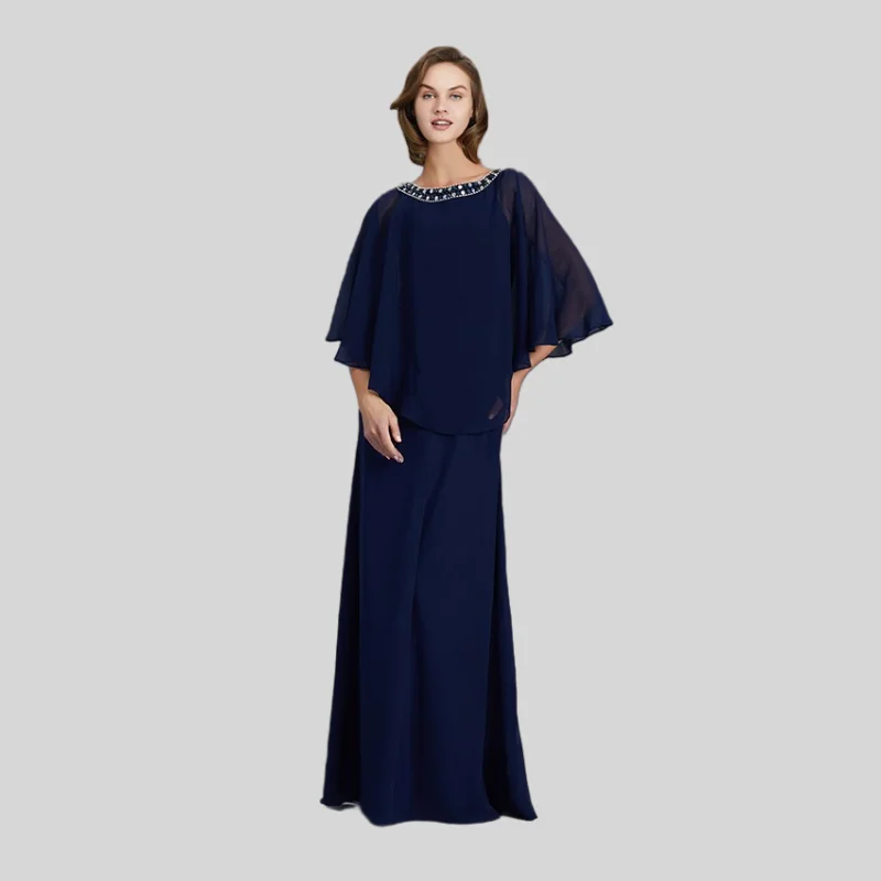Navy Blue Mother Of The Bride Dresses Sheath Floor Length Chiffon Beaded Plus Size Long Groom Mother Dresses For Wedding
Navy Blue Mother Of The Bride Dresses Sheath Floor Length Chiffon Beaded Plus Size Long Groom Mother Dresses For Wedding