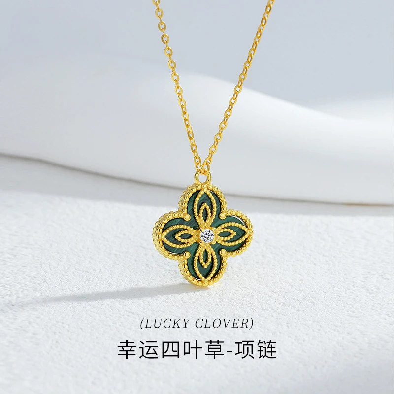 Lucky Clover Necklace S925 Sterling Silver Natural Malachite Pendant Collarbone Chain Her
Lucky Clover Necklace S925 Sterling Silver Natural Malachite Pendant Collarbone Chain Her