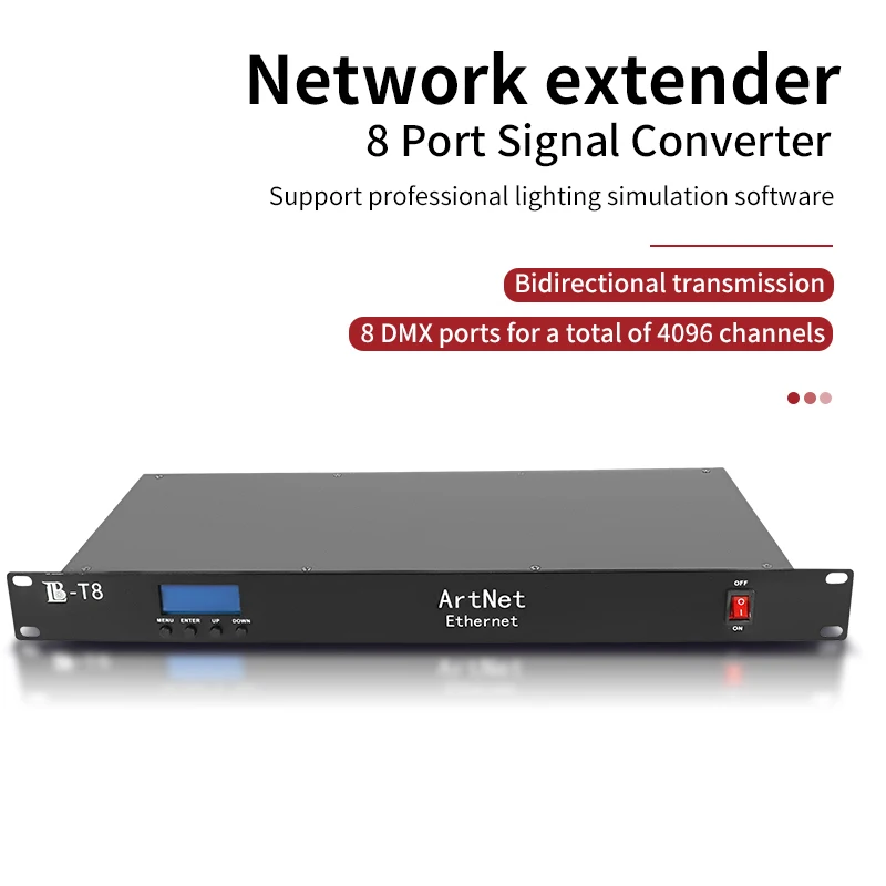 8-port signal converter Artnet-8 DMX network extender for Artnet stage lighting controller output
8-port signal converter Artnet-8 DMX network extender for Artnet stage lighting controller output