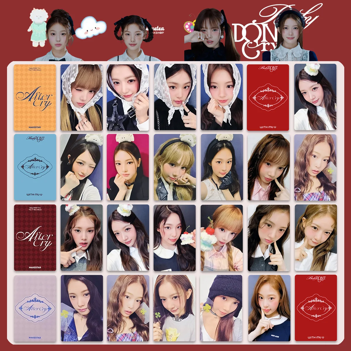 4Pcs/Set Idol Girl Baby DONT Cry New Album AFTER CRY Periphery Lomo Cards Postcards Yihyun Kumi Mia Beni Fans Gifts Collection
4Pcs/Set Idol Girl Baby DONT Cry New Album AFTER CRY Periphery Lomo Cards Postcards Yihyun Kumi Mia Beni Fans Gifts Collection