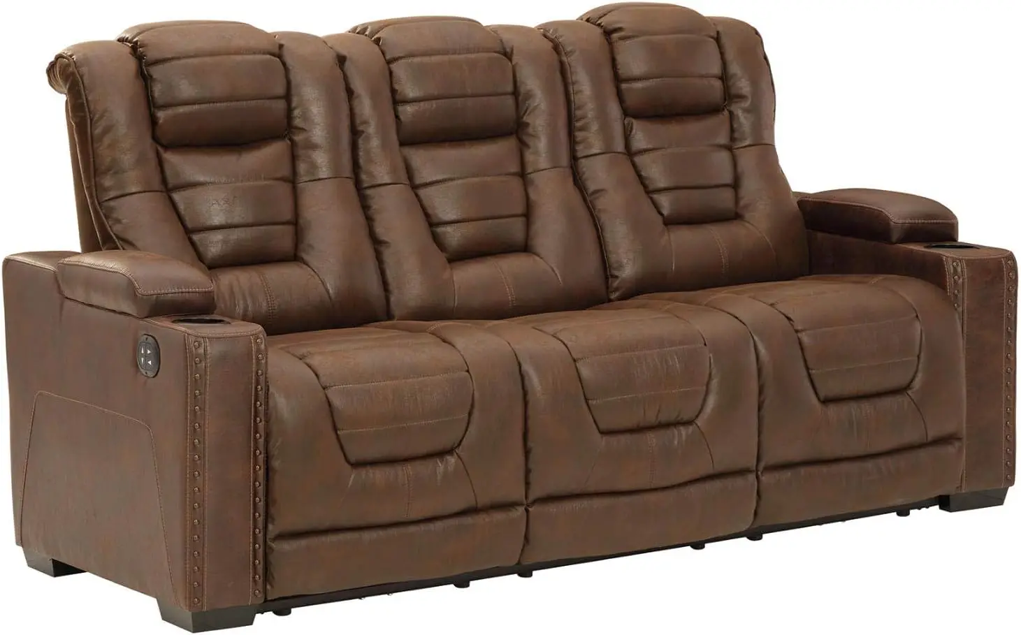Owner's Box Faux Leather Power Reclining Sofa with Adjustable Headrest, Brown
Owner's Box Faux Leather Power Reclining Sofa with Adjustable Headrest, Brown