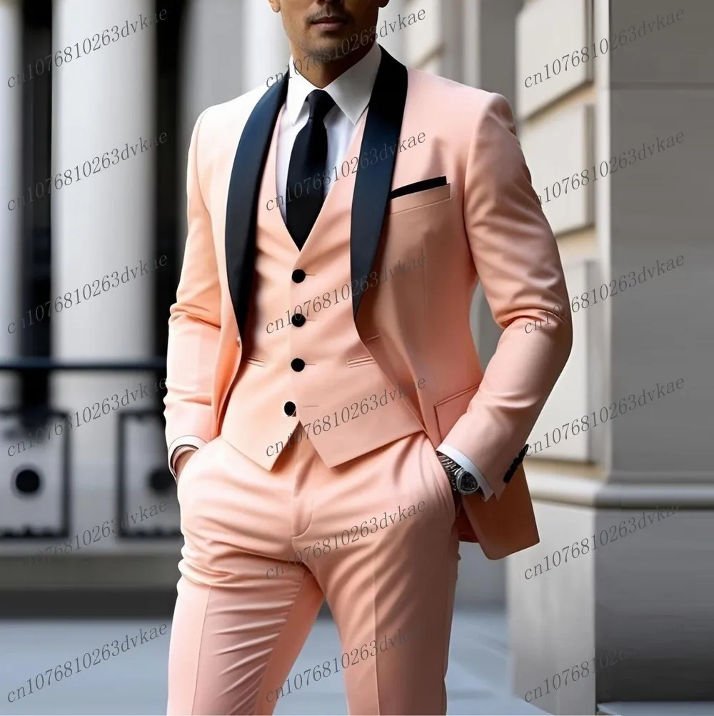 Black Collar Light Orange Men Suit Wedding Party Formal Groom Groomsman Prom Business Male Tuxedos 3 Piece Set Jacket Vest Pants
Black Collar Light Orange Men Suit Wedding Party Formal Groom Groomsman Prom Business Male Tuxedos 3 Piece Set Jacket Vest Pants