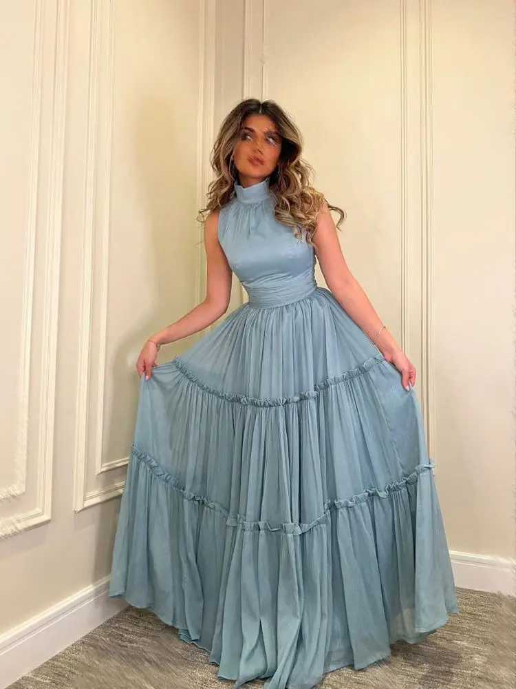 Merida Ruched A-Line Sleeveless Prom Dresses 2023 High Neck Floor-Length Formal Occasion Graduation Dresses
Merida Ruched A-Line Sleeveless Prom Dresses 2023 High Neck Floor-Length Formal Occasion Graduation Dresses