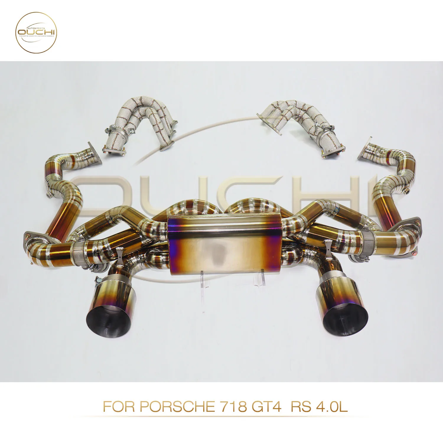 OUCHI Factory Direct Sales Titanium Alloy Catback For Porsche 718 GT4 RS 4.0L SS304 Downpipe With Heat Shield With Muffler Tips
OUCHI Factory Direct Sales Titanium Alloy Catback For Porsche 718 GT4 RS 4.0L SS304 Downpipe With Heat Shield With Muffler Tips