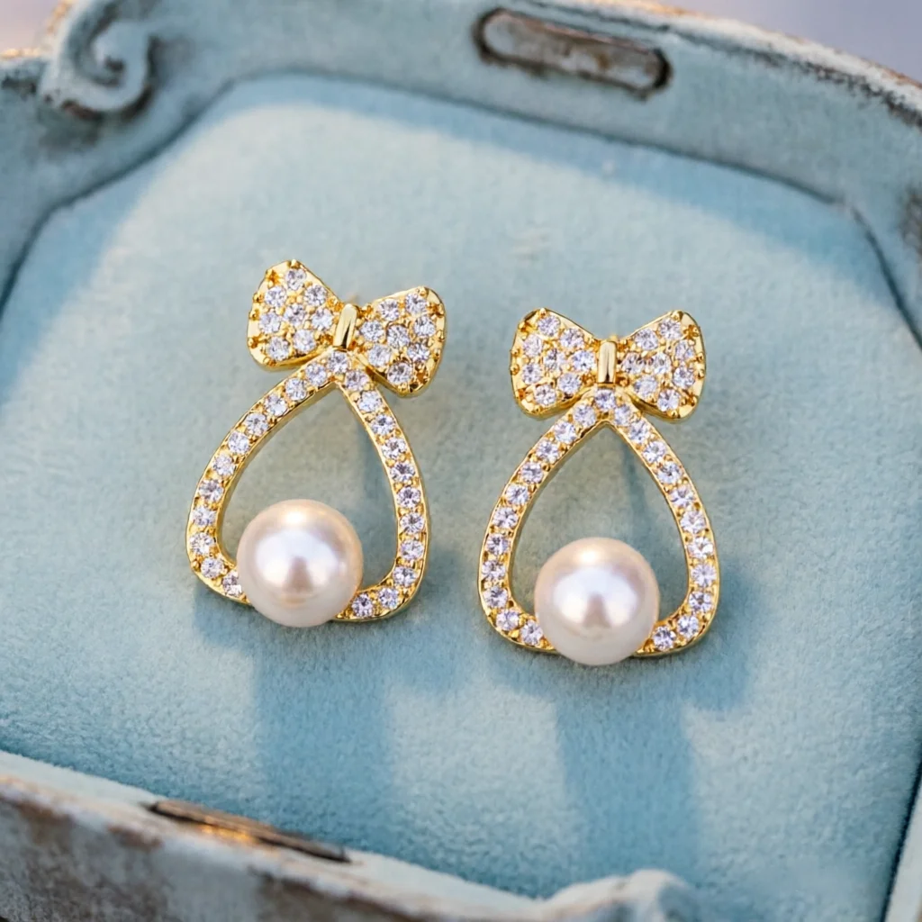 JY ZuBo Shining Bow Pearl Earrings Zircon Bowknot Studs Fashion Jewelry for Women Birthday Anniversary Party Gift with Box
JY ZuBo Shining Bow Pearl Earrings Zircon Bowknot Studs Fashion Jewelry for Women Birthday Anniversary Party Gift with Box