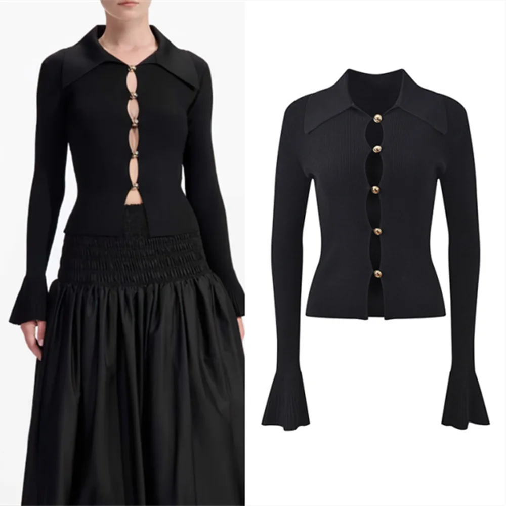 High-End Version European Sle French Design Hollow out Long Sve Knitted Cardigan Women's Top Classic Bla Ele
High-End Version European Sle French Design Hollow out Long Sve Knitted Cardigan Women's Top Classic Bla Ele