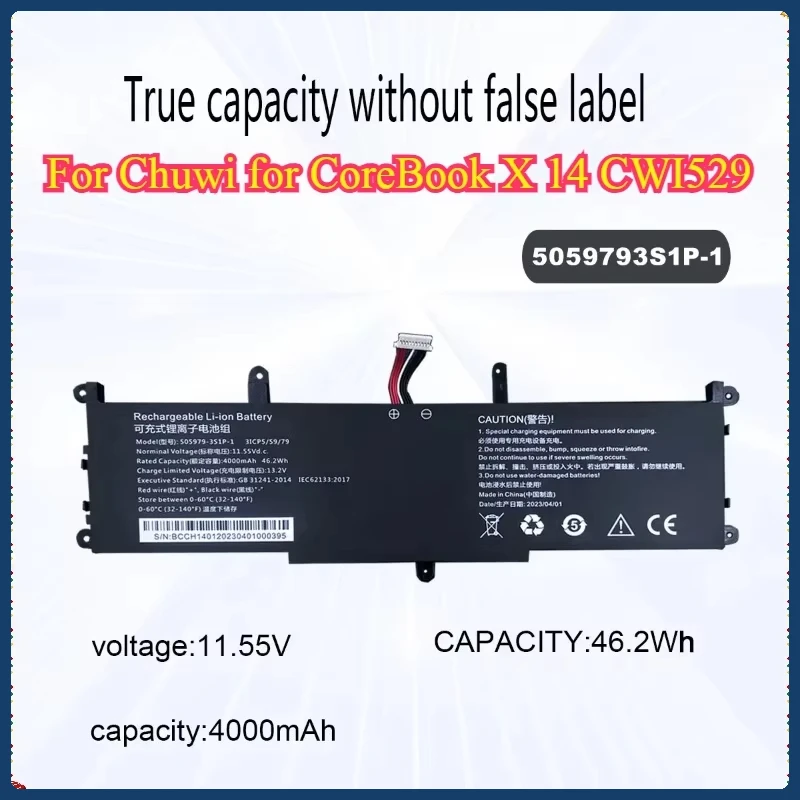 New NEW Laptop Battery 505979-3S1P-1 for Chuwi CoreBook X 14 CWI529 11.55v 4000mAh
New NEW Laptop Battery 505979-3S1P-1 for Chuwi CoreBook X 14 CWI529 11.55v 4000mAh