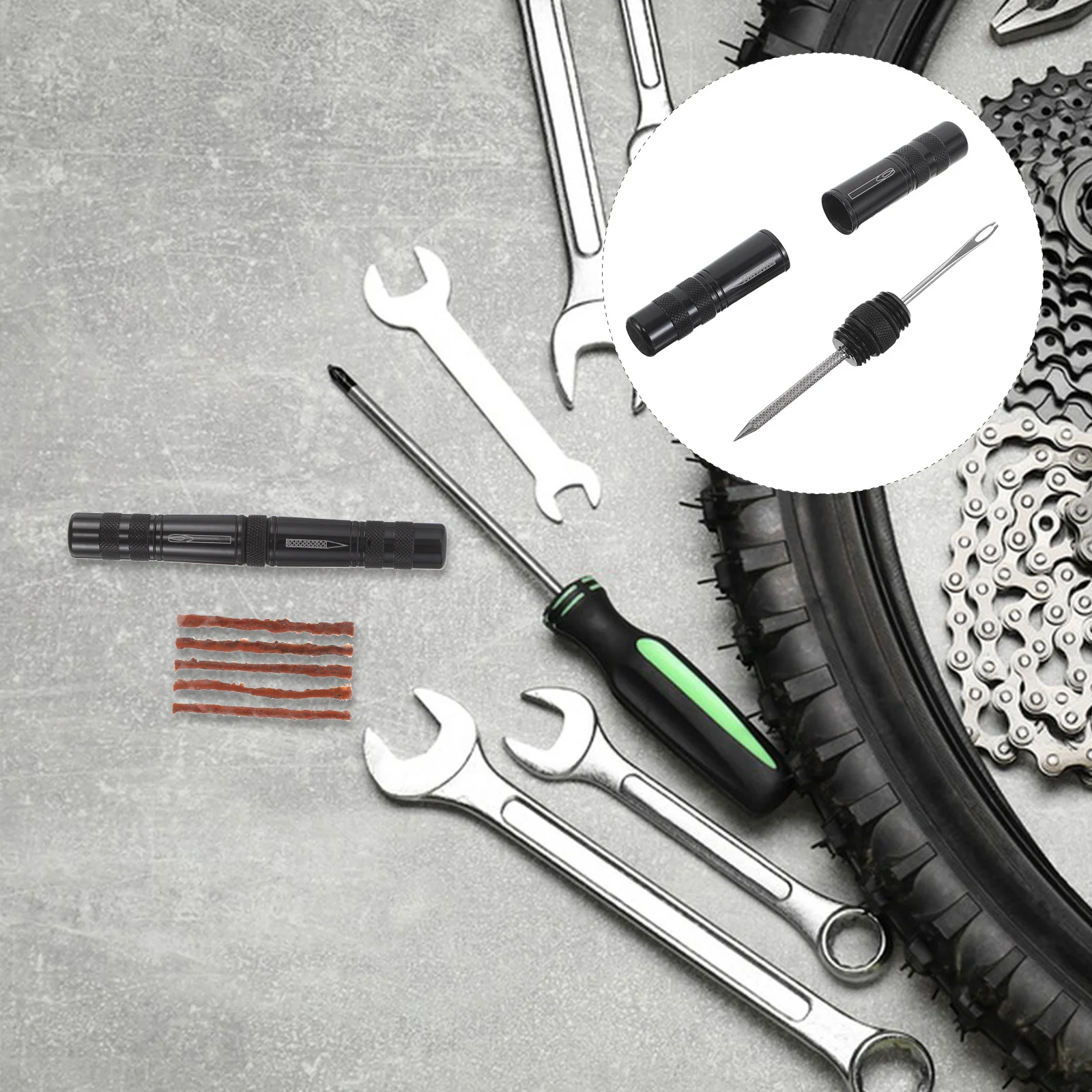 Compact Tubeless Bike Tire Repair Kit Portable Road Mountain Bicycle Plugger Tool Patch Strips Repair Strings Stainless Steel
Compact Tubeless Bike Tire Repair Kit Portable Road Mountain Bicycle Plugger Tool Patch Strips Repair Strings Stainless Steel