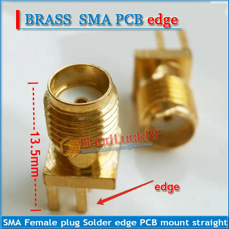 SMA Female plug solder edge PCB clip mount 13.5mm length straight GOLD Plated Coaxial RF Connector 0.62'' Socket Adapters
SMA Female plug solder edge PCB clip mount 13.5mm length straight GOLD Plated Coaxial RF Connector 0.62'' Socket Adapters