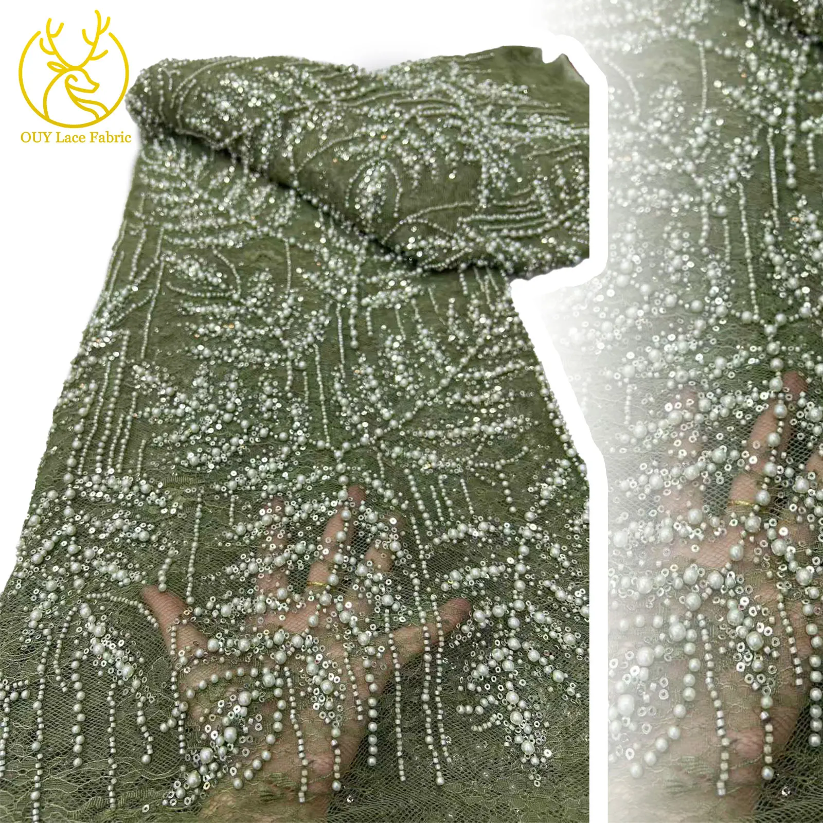 Dark Green African Beaded Mesh Tulle Lace Fabric 5 Yards French Sequin Embroidered Lace Fabric Luxury Dress Sewing Material
Dark Green African Beaded Mesh Tulle Lace Fabric 5 Yards French Sequin Embroidered Lace Fabric Luxury Dress Sewing Material