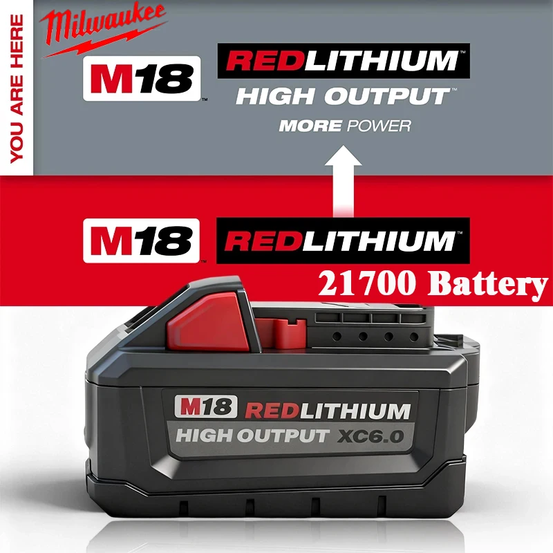 Milwaukee 21700 Cell 18V 6.0Ah Battery For Milwaukee M18 FUEL Tools Hammer Drill Grinder Circular Saw 2804-20 2730-20
Milwaukee 21700 Cell 18V 6.0Ah Battery For Milwaukee M18 FUEL Tools Hammer Drill Grinder Circular Saw 2804-20 2730-20