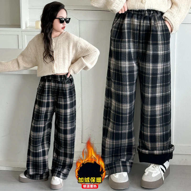 Wool Fleece-lined Thickened Winter Warm Girl's Checkered Pants Loose Fit Casual Kids Outerwear Trousers Warm Long Pants KP05
Wool Fleece-lined Thickened Winter Warm Girl's Checkered Pants Loose Fit Casual Kids Outerwear Trousers Warm Long Pants KP05