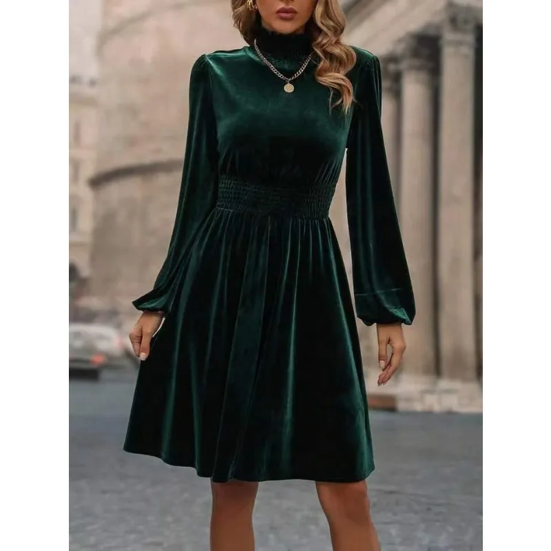 2026 Spring and Autumn Fashion Temperament Stand-up Collar Solid Color Velvet Long Sleeve Dress
2026 Spring and Autumn Fashion Temperament Stand-up Collar Solid Color Velvet Long Sleeve Dress