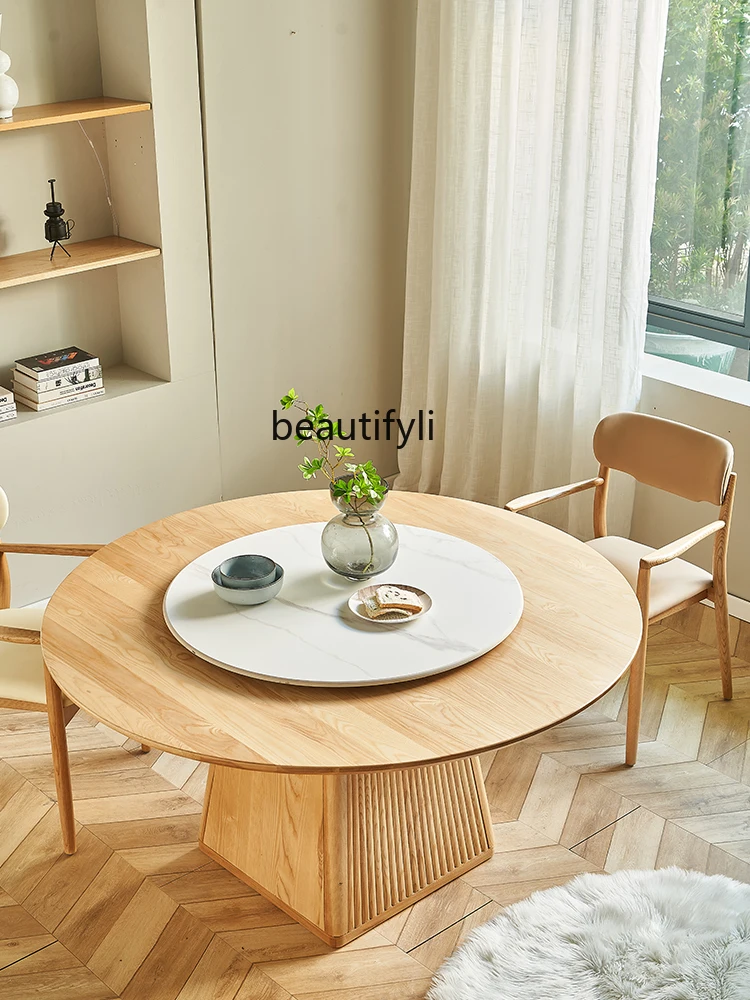 Solid Wood Silent Style round Dining Table and Chair Cream Log Modern Simple Home round Table
Solid Wood Silent Style round Dining Table and Chair Cream Log Modern Simple Home round Table