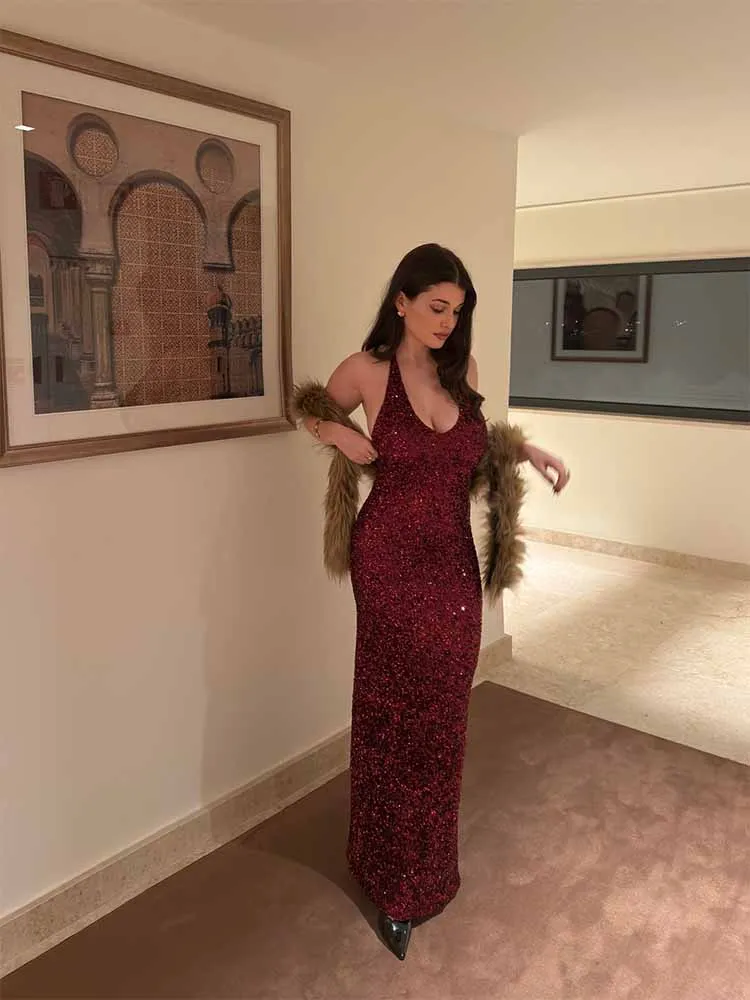 HH Woman Fashion Sleeveless Dresses Solid Backless Sequin Decoration Lace-Up Female Spring Elegant Sexy Slit V-Neck Long Dress
HH Woman Fashion Sleeveless Dresses Solid Backless Sequin Decoration Lace-Up Female Spring Elegant Sexy Slit V-Neck Long Dress