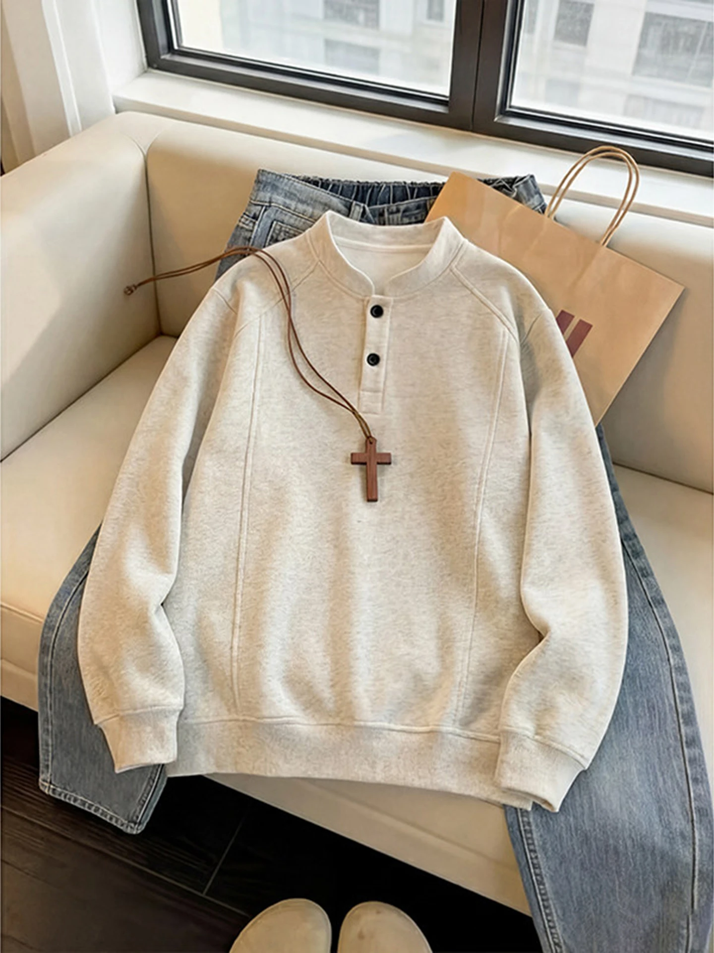 ey Heavyweight oulder Patchwork Long Sve Henry Collar Men's Sweatirt Spring Autumn Base Layer American Sle irt
ey Heavyweight oulder Patchwork Long Sve Henry Collar Men's Sweatirt Spring Autumn Base Layer American Sle irt