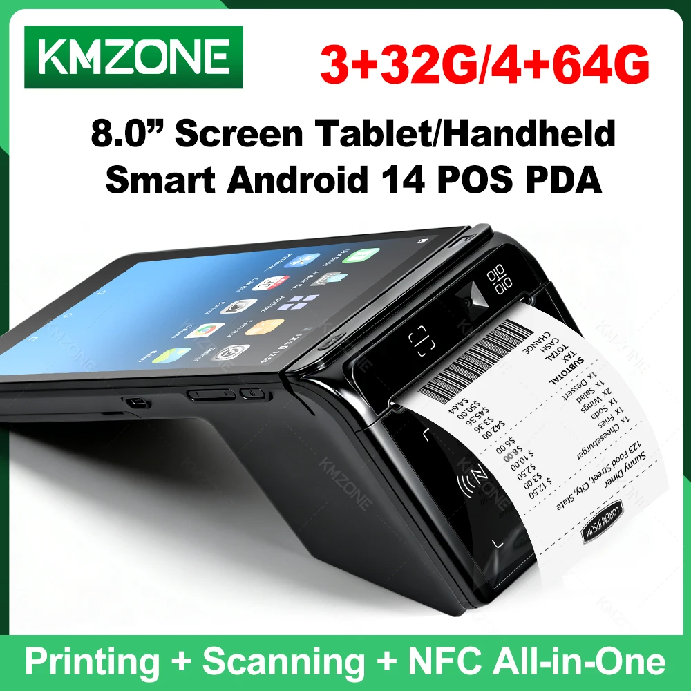 80mm Bill Thermal Receipt Printer Handheld Android 14 POS PDA Tablet 8.0" Screen 3G32G 4G64G NFC 1D 2D Barcode Scanner POS PDA
80mm Bill Thermal Receipt Printer Handheld Android 14 POS PDA Tablet 8.0" Screen 3G32G 4G64G NFC 1D 2D Barcode Scanner POS PDA