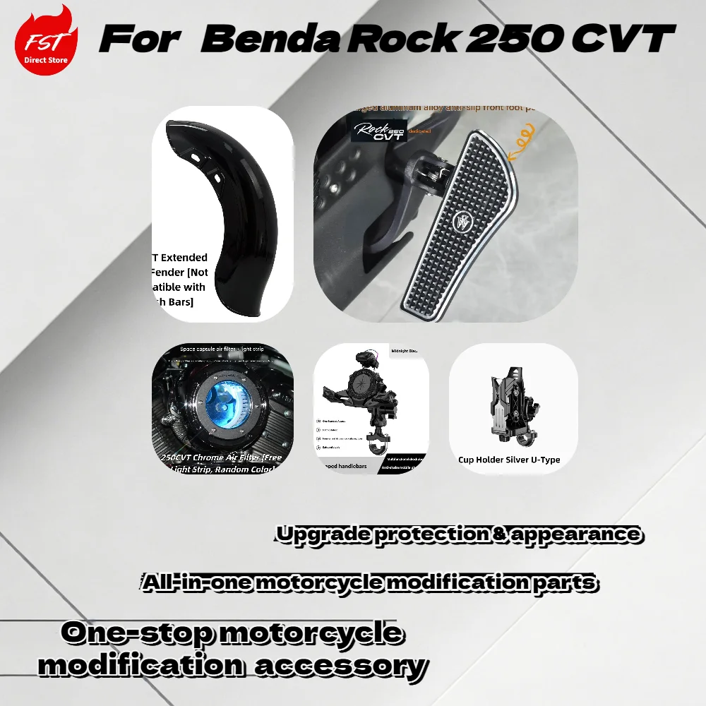 For Benda Rock 250 CVT Motorcycle Foot Peg Clutch Cover Fender Air Filter Phone Holder Modified Accessories
For Benda Rock 250 CVT Motorcycle Foot Peg Clutch Cover Fender Air Filter Phone Holder Modified Accessories