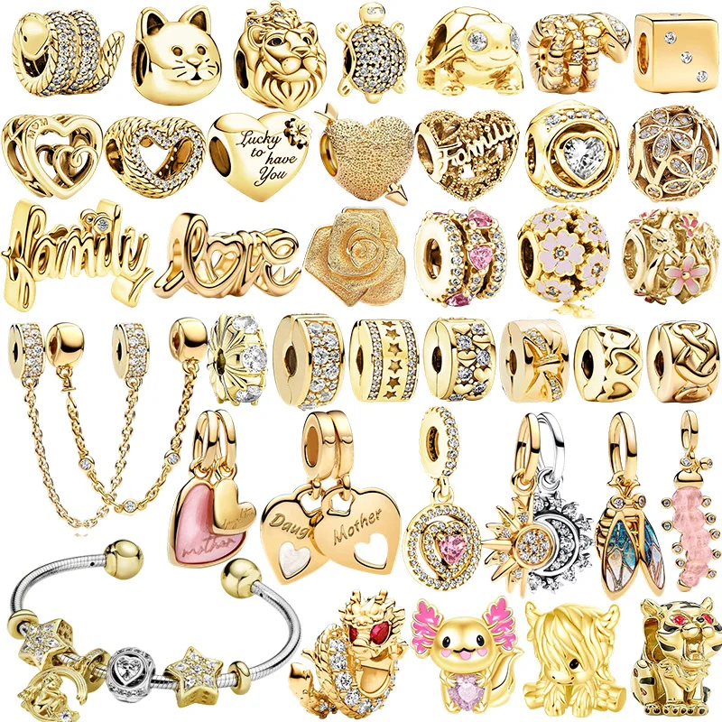 New Original Sparking Gold Snake Bow Double Hanging Heart Clip Charms Beads DIY Women Jewelry Gift Beads Fit Bracelets
New Original Sparking Gold Snake Bow Double Hanging Heart Clip Charms Beads DIY Women Jewelry Gift Beads Fit Bracelets