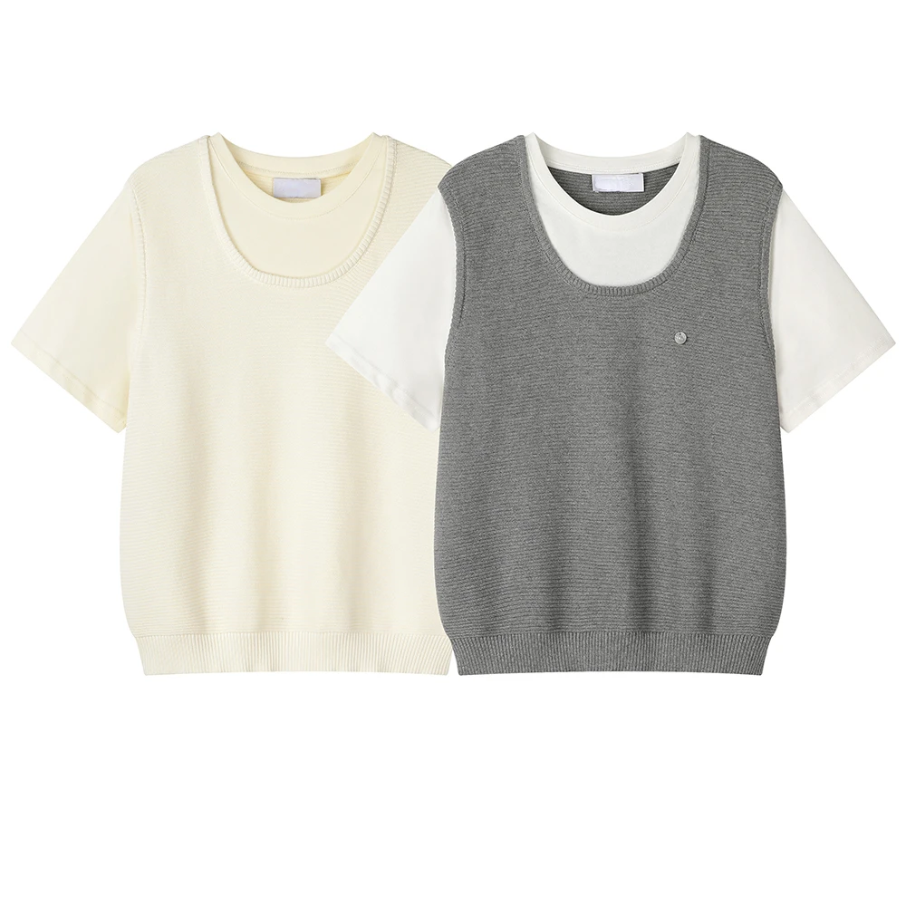 New Women Gray Knit T-shirt Early Autumn Luxury Loose Knitted Short-sleeve Top Women Clothing
New Women Gray Knit T-shirt Early Autumn Luxury Loose Knitted Short-sleeve Top Women Clothing