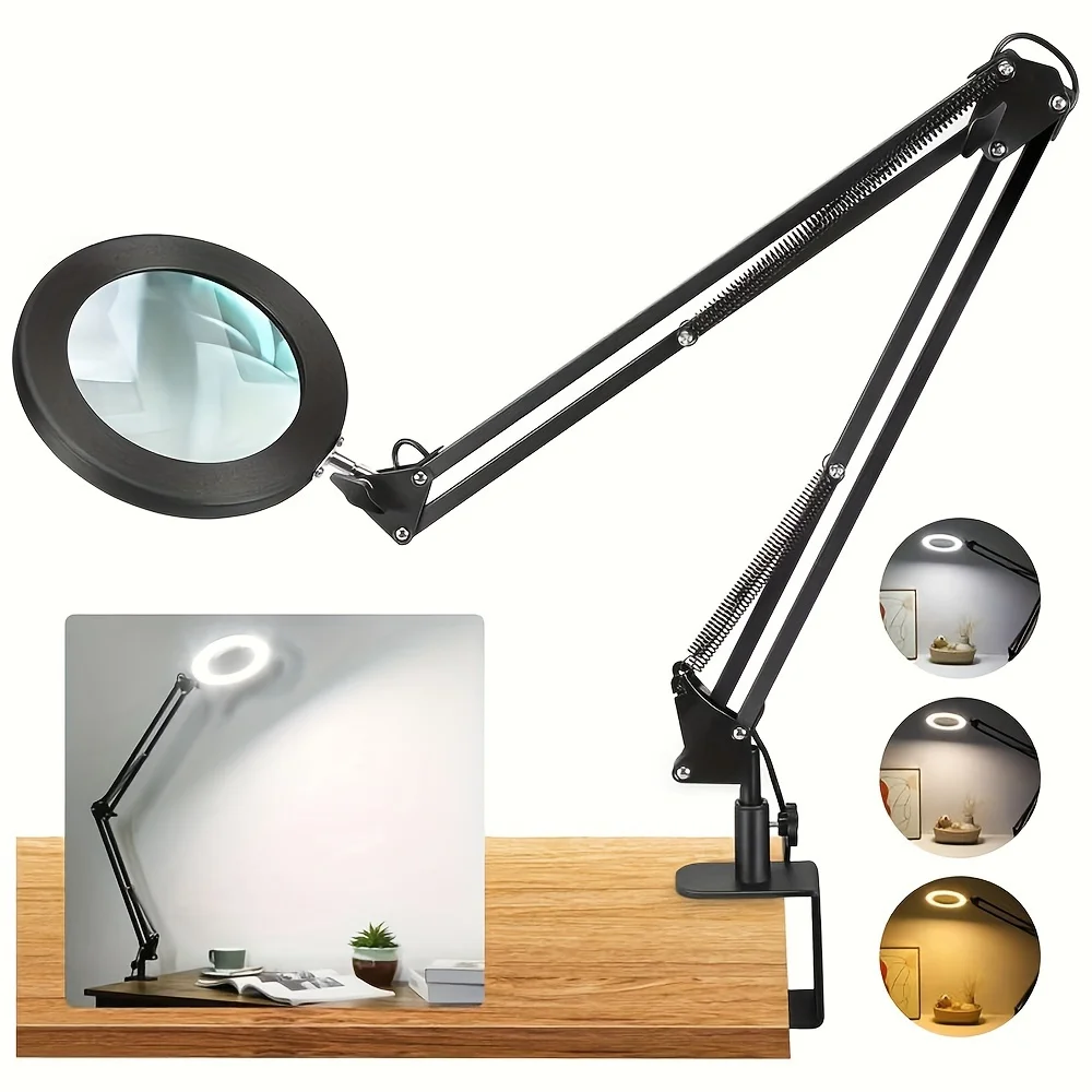 Large 10X Magnifying Glass with Light, Real Glass Stand Lighted Magnifier, 3 Color Modes Steepless Dimmable LED Magnifying Desk
Large 10X Magnifying Glass with Light, Real Glass Stand Lighted Magnifier, 3 Color Modes Steepless Dimmable LED Magnifying Desk
