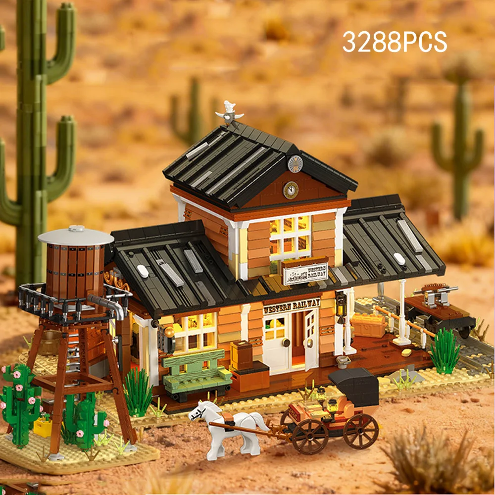 Creative Architecture America Western Railway House Building Block Construction Model Brick Educational Toy With Light For Gifts
Creative Architecture America Western Railway House Building Block Construction Model Brick Educational Toy With Light For Gifts