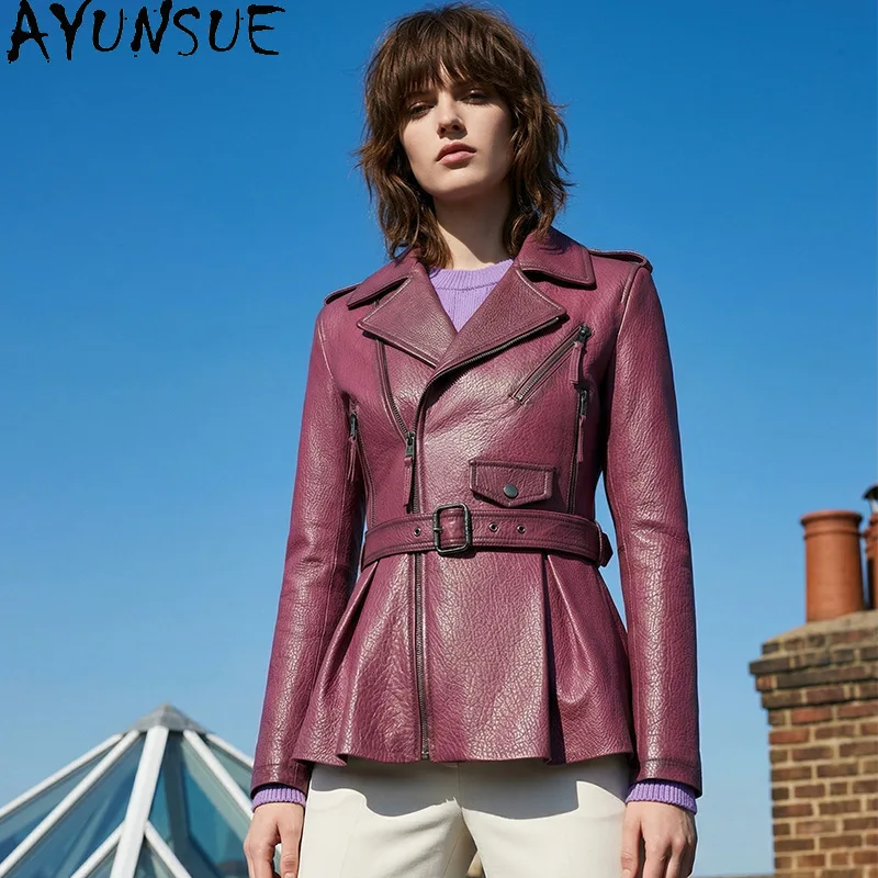 AYUNSUE Women's Real Leather Jackets Spring Autumn Cinched Waist Skirt Style Jacket Fashion Fitted Tops Woman Clothes Jaqueta
AYUNSUE Women's Real Leather Jackets Spring Autumn Cinched Waist Skirt Style Jacket Fashion Fitted Tops Woman Clothes Jaqueta