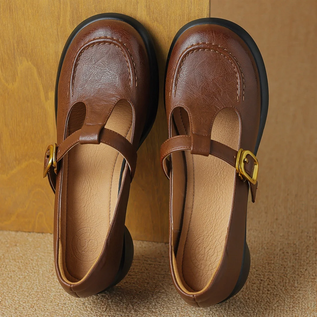 Women's genuine leather t-strap slip-on Mary Jane pumps 5cm chunky heel round toe high quality soft comfortable heeled shoes hot
Women's genuine leather t-strap slip-on Mary Jane pumps 5cm chunky heel round toe high quality soft comfortable heeled shoes hot