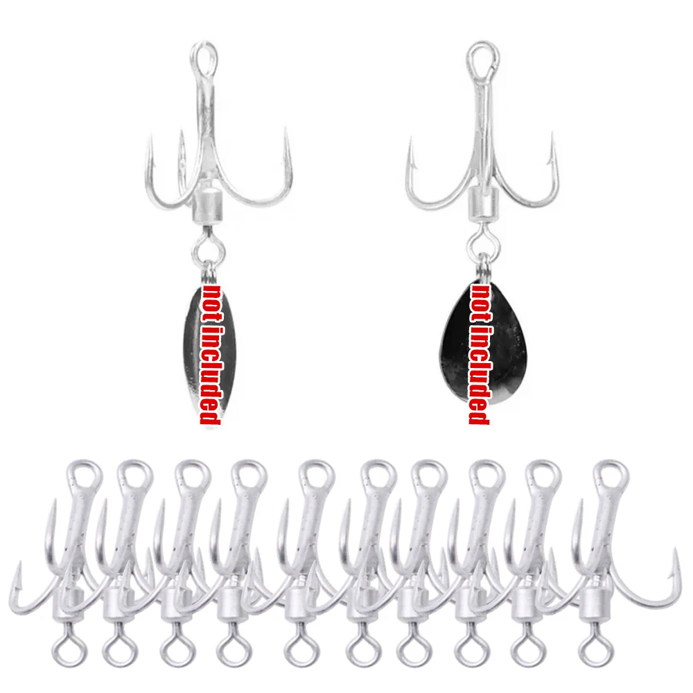 10pcs Fishing Treble Hook with Swivel Sequin Ring Connector Carbon Steel Barb Fishhook Seawater Fish Tackle Tool Accessories 
10pcs Fishing Treble Hook with Swivel Sequin Ring Connector Carbon Steel Barb Fishhook Seawater Fish Tackle Tool Accessories