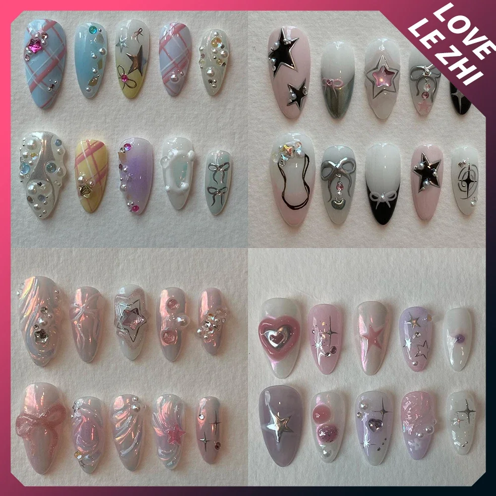 Съемные французские накладные ногти, металлические пятиконечные звезды, ручная работа, пресс на ногтях, кончики Y2K, миндалевидные заплатки для ногтей с ручной росписью
Съемные французские накладные ногти, металлические пятиконечные звезды, ручная работа, пресс на ногтях, кончики Y2K, миндалевидные заплатки для ногтей с ручной росписью