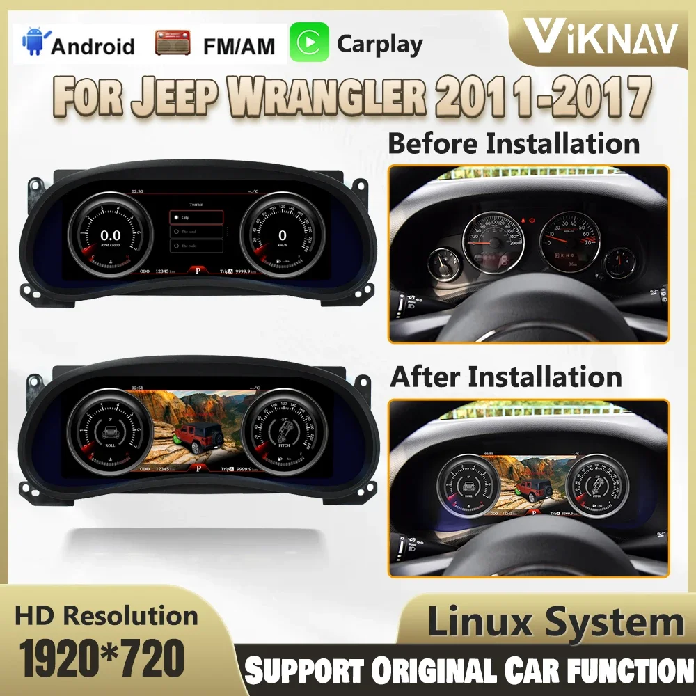 12.3 Inch Latest Original Car Digital Cluster Instrument for For Jeep Wrangler 2011-2017 LCD Speedmeters Dashboard Player
12.3 Inch Latest Original Car Digital Cluster Instrument for For Jeep Wrangler 2011-2017 LCD Speedmeters Dashboard Player