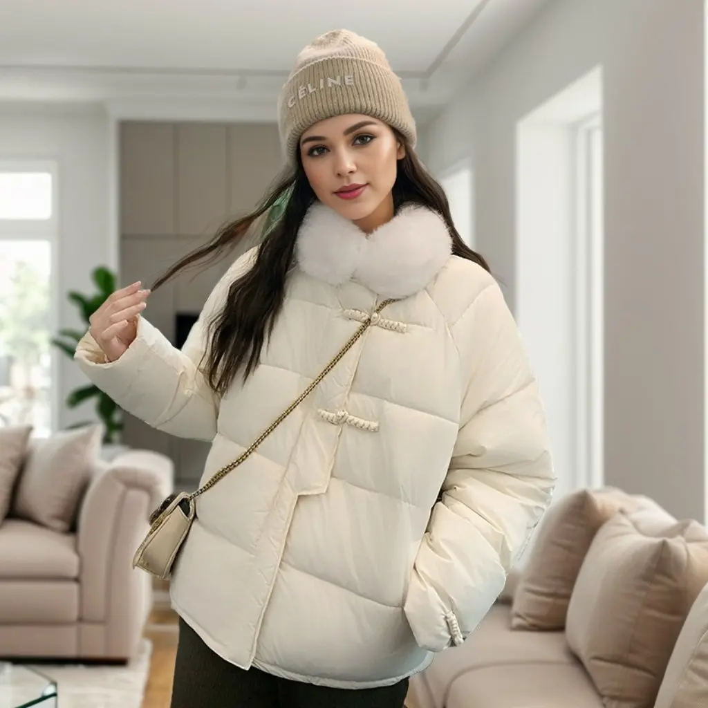 Women's High-End Cotton-Padded Coat Fashion Chinese Style Large Wool Collar Characteristic Buckle Design New Arrival
Women's High-End Cotton-Padded Coat Fashion Chinese Style Large Wool Collar Characteristic Buckle Design New Arrival
