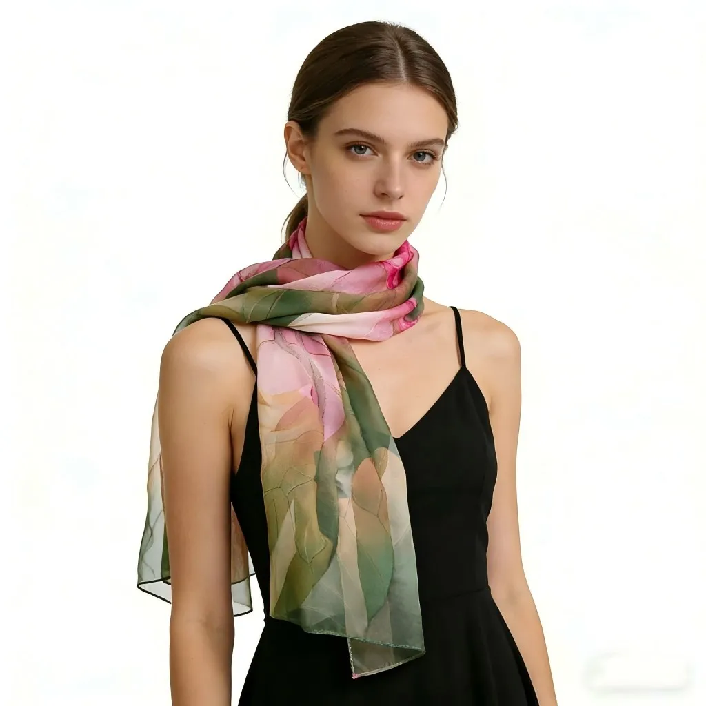 Lotus Print Chiffon Scarf - Lightweight Georgette Wrap for Women, 160cm Long, Four Seasons Soft Shawl for Beach & Daily Wear
Lotus Print Chiffon Scarf - Lightweight Georgette Wrap for Women, 160cm Long, Four Seasons Soft Shawl for Beach & Daily Wear