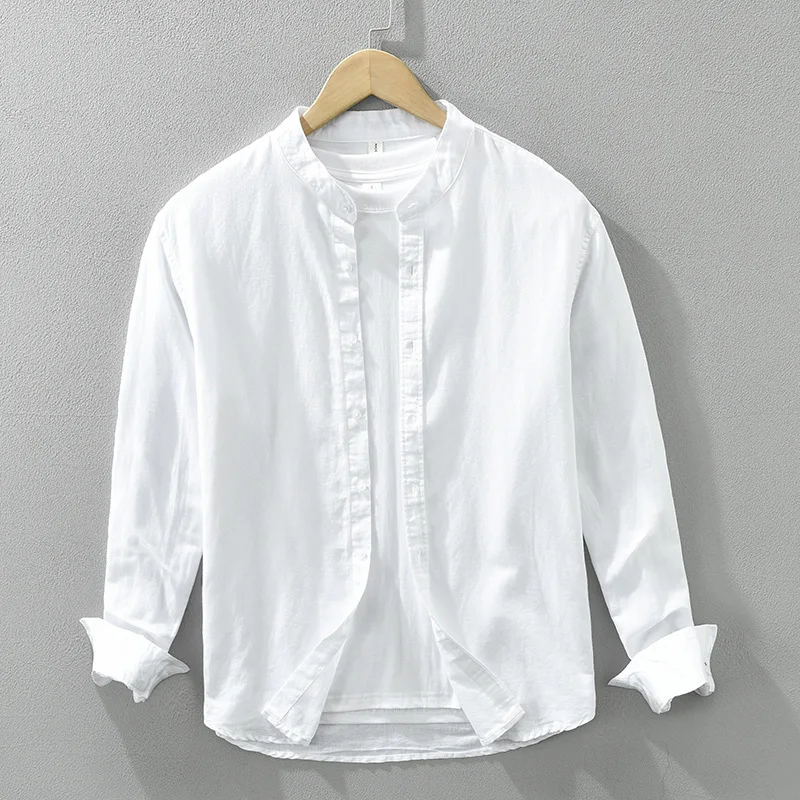 Men's Long Sleeve round Neck Linen Shirt Cotton Linen Material Stand Collar White Shirt Casual Style Thin Fabric Daily Wear
Men's Long Sleeve round Neck Linen Shirt Cotton Linen Material Stand Collar White Shirt Casual Style Thin Fabric Daily Wear