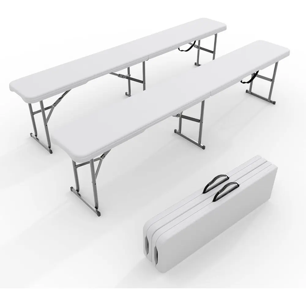 Portable Folding Bench 2-Pack, Plastic HDPE Bench with Carrying Handle for Outdoor Picnic, Camping, Party, and Sports Activities
Portable Folding Bench 2-Pack, Plastic HDPE Bench with Carrying Handle for Outdoor Picnic, Camping, Party, and Sports Activities