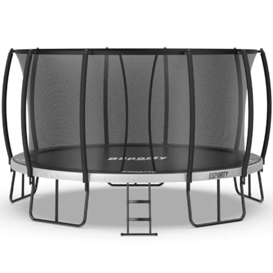 Outdoor trampoline 10FT/14FT/16FT with safety enclosure, galvanized steel frame, black and gray, ASTM-approved, 5 U-shaped rein
Outdoor trampoline 10FT/14FT/16FT with safety enclosure, galvanized steel frame, black and gray, ASTM-approved, 5 U-shaped rein