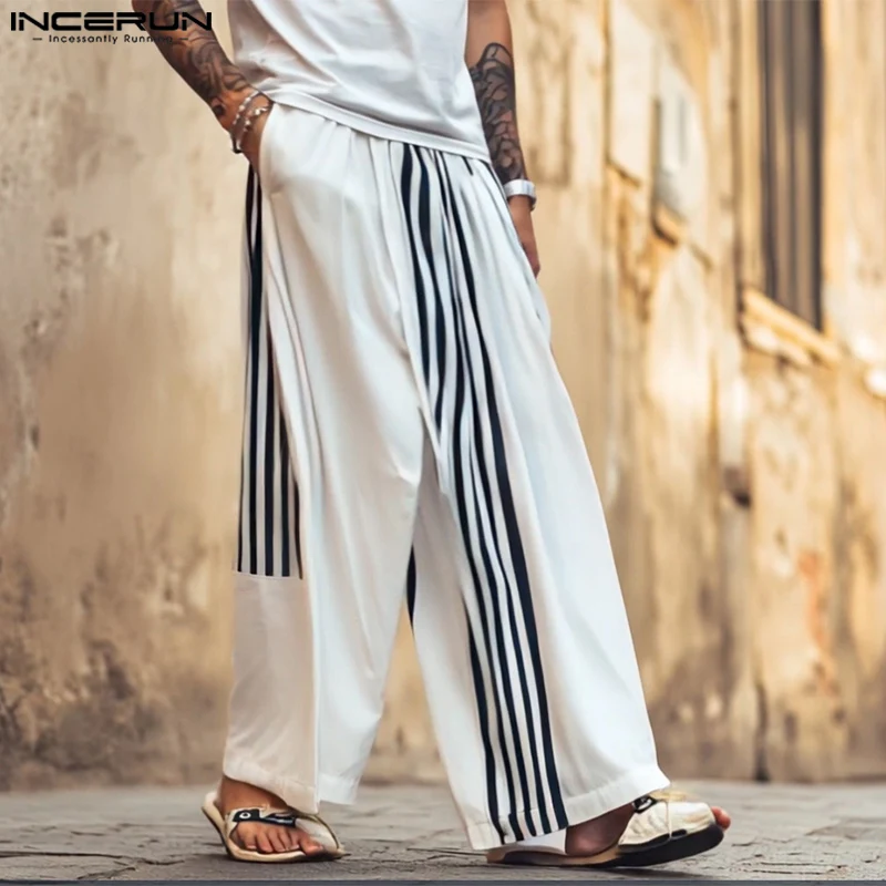 INCERUN мужские широкие брюки в полоску с эластичной резинкой на талии, свободные джоггеры, прямые брюки, мужская уличная одежда, модные длинные брюки 2025, S-5XL
INCERUN мужские широкие брюки в полоску с эластичной резинкой на талии, свободные джоггеры, прямые брюки, мужская уличная одежда, модные длинные брюки 2025, S-5XL