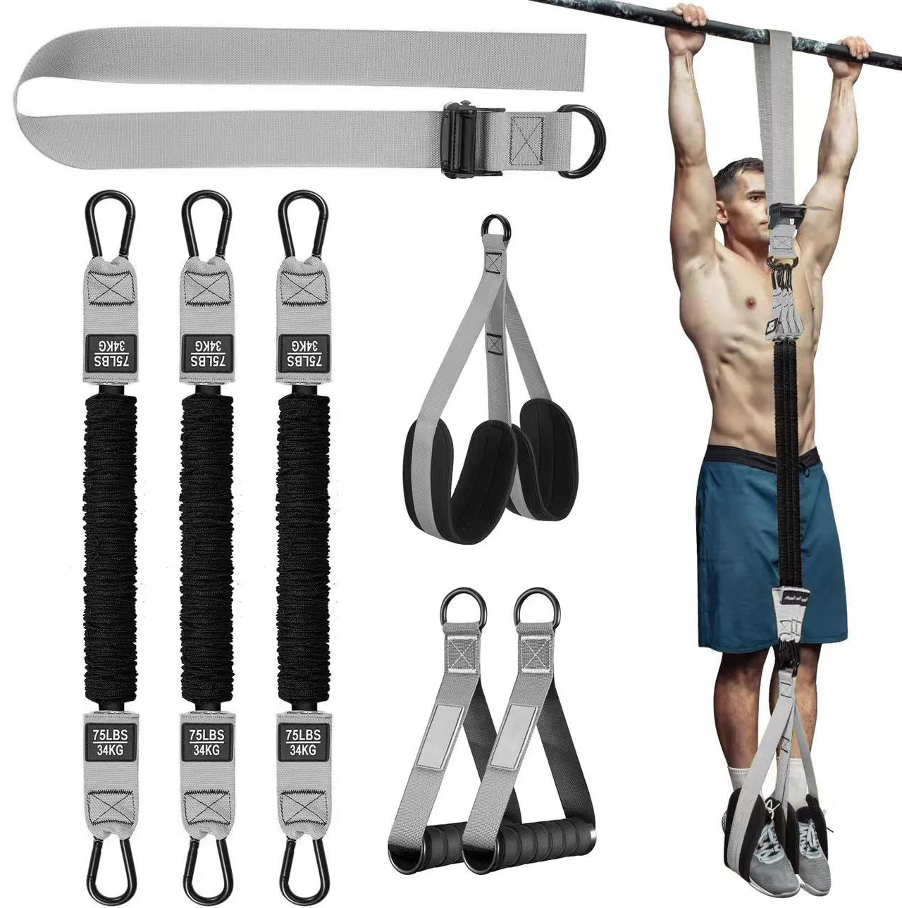210LB(3pcs*70LB) Hanging Training Strap Pull-up assist belt Auxiliary training Elastic rope Resistance band
210LB(3pcs*70LB) Hanging Training Strap Pull-up assist belt Auxiliary training Elastic rope Resistance band