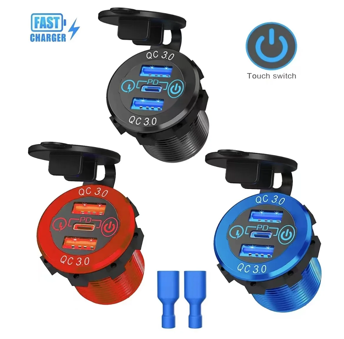 12V/24V Dual USB Car Charger Socket Outlets 30W PD/18W QC3.0 Car Socket Adapter with Touch Switch for Car Motorcycle Marine Boat
12V/24V Dual USB Car Charger Socket Outlets 30W PD/18W QC3.0 Car Socket Adapter with Touch Switch for Car Motorcycle Marine Boat