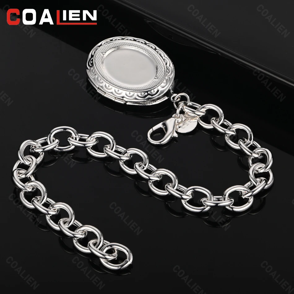 COALIEN 925 Sterling Silver Oval Box Double Open Pendant Bracelet Women Charm Holiday Gift Party Jewelry
COALIEN 925 Sterling Silver Oval Box Double Open Pendant Bracelet Women Charm Holiday Gift Party Jewelry