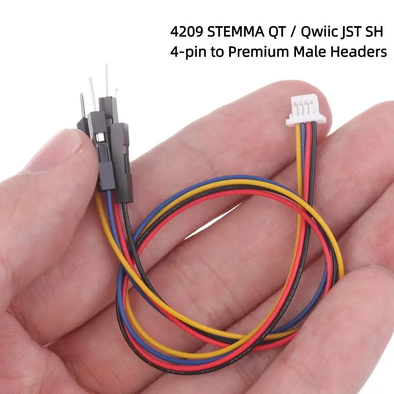 【C】4209 STEMMA QT / Qwiic JST SH 4-pin To Premium Male Headers Connecting Cable 200mm Length
【C】4209 STEMMA QT / Qwiic JST SH 4-pin To Premium Male Headers Connecting Cable 200mm Length